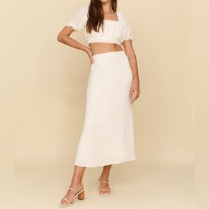 Reformation Two Piece Set | Top & Midi Skirt | Ivory | Size: 8